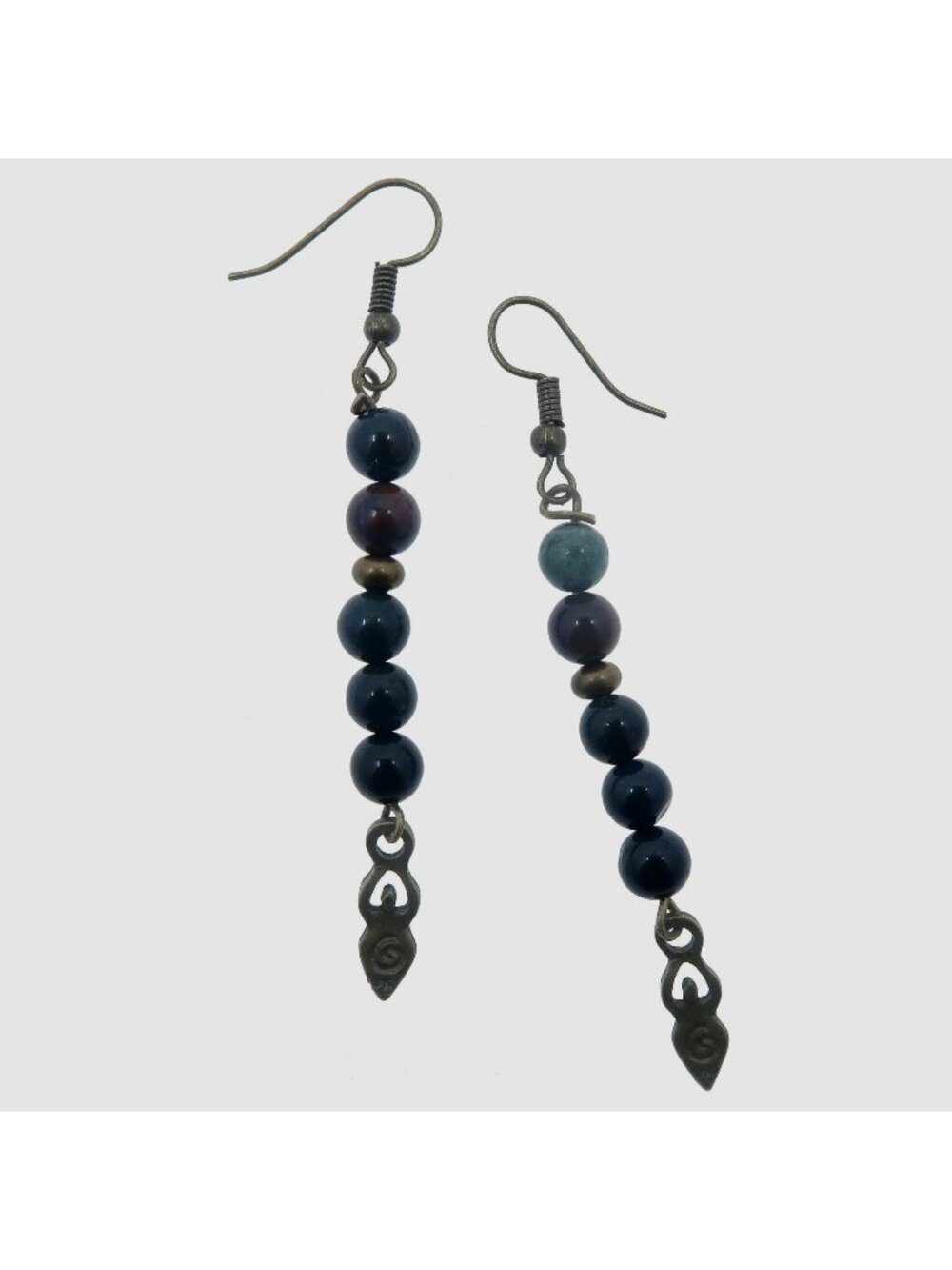 Bloodstone Earrings Green Goddess Antiqued Classic Long Dangle Beaded Jewelry